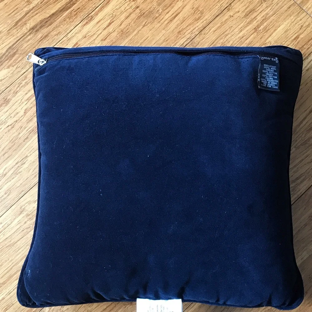 NWT Lands' End Holiday Blue Jays with Berries 12 x 12 Needlepoint Pillow